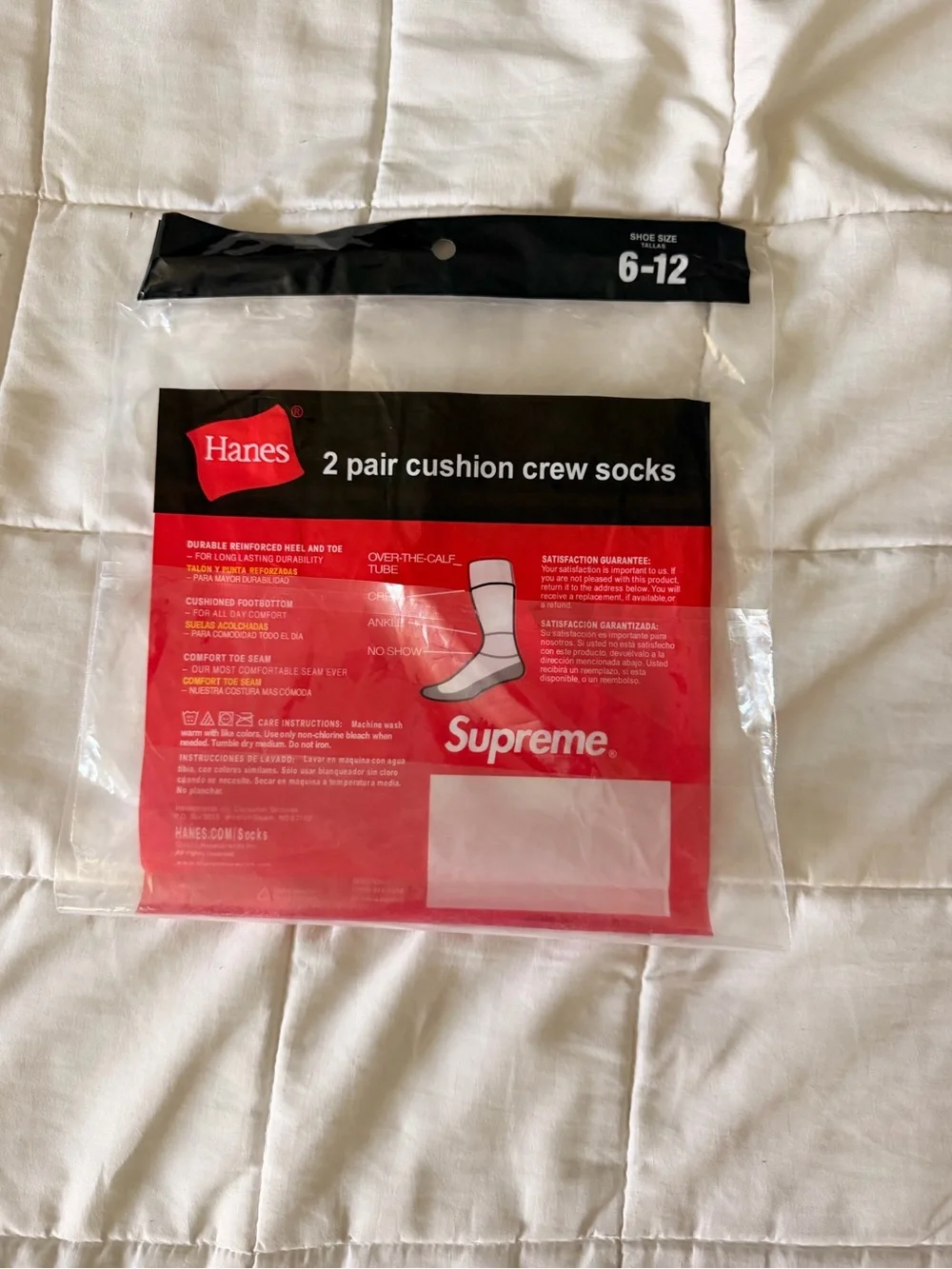 Supreme White Logo Crew Socks